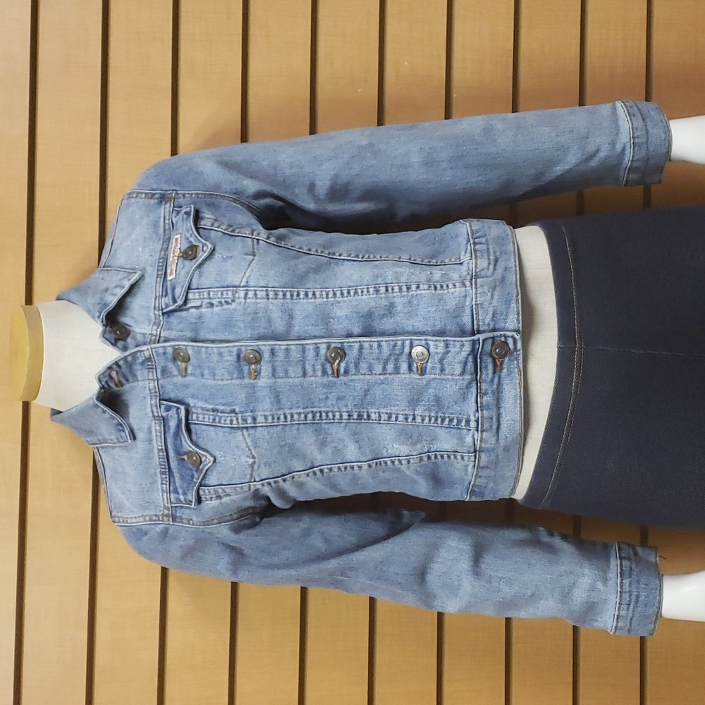 Hudson Denim Cropped Distressed Jean Jacket Size Large